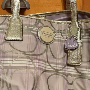 Coach Gold and Lavender Tote Bag